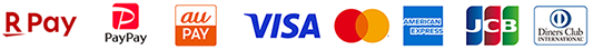 R Pay, PayPay, au PAY, VISA, master card, american express, JCB, Diners Club