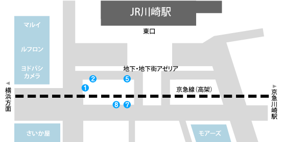 川崎駅東口バス停マップ
